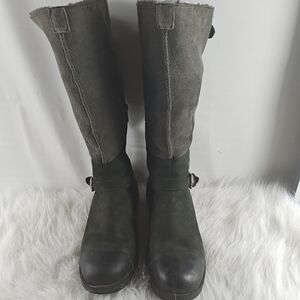 UGG Winter Riding Boots Leather Suede Tall Riding Boots with metal logo size 9.5